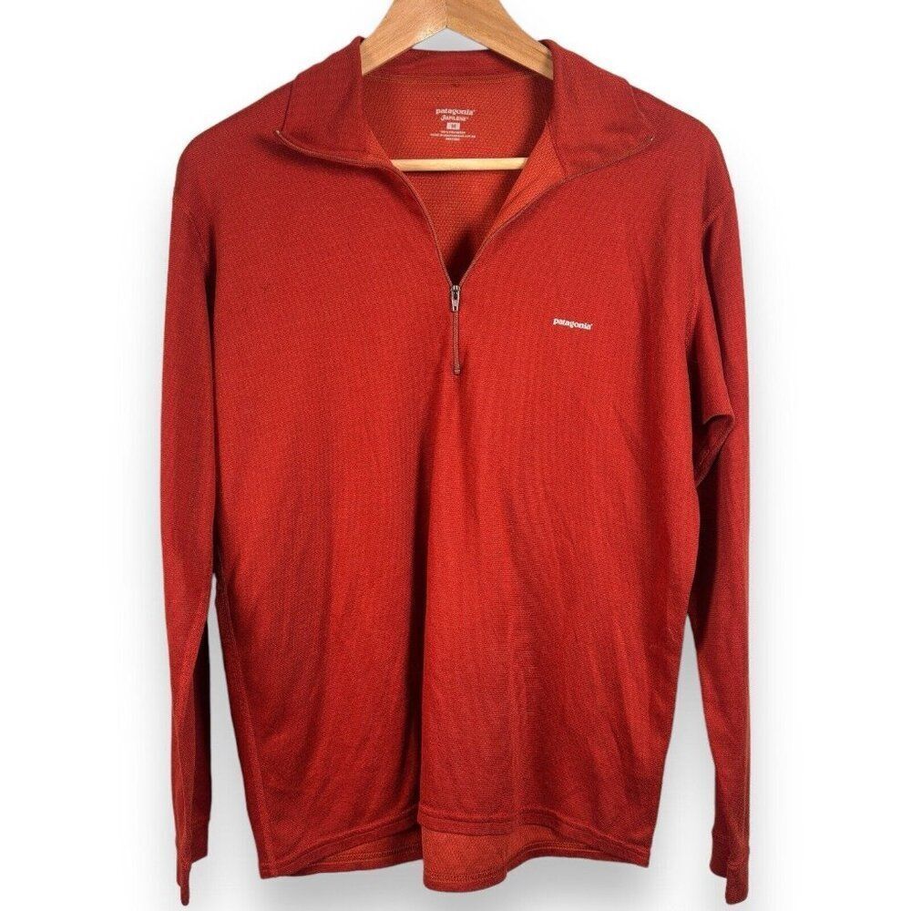Patagonia Capilene Base Layer 1/4 Zip  Dark Orange Pullover Shirt Men's‎ Medium